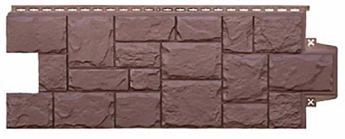 Коричневая фасадная панель Grand Line Крупный камень