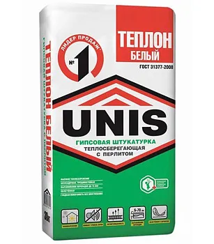 Штукатурка гипсовая теплосберегающая Unis Теплон белая 30 кг