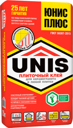 Клей для плитки Unis Плюс 25 кг